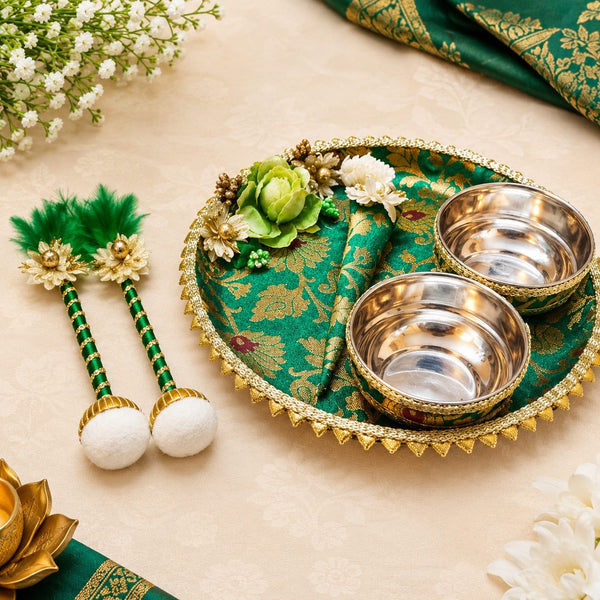 Decorated Mehendi Platter - Steel