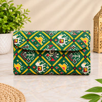 Ikkat Print Clutch with Moti Handle