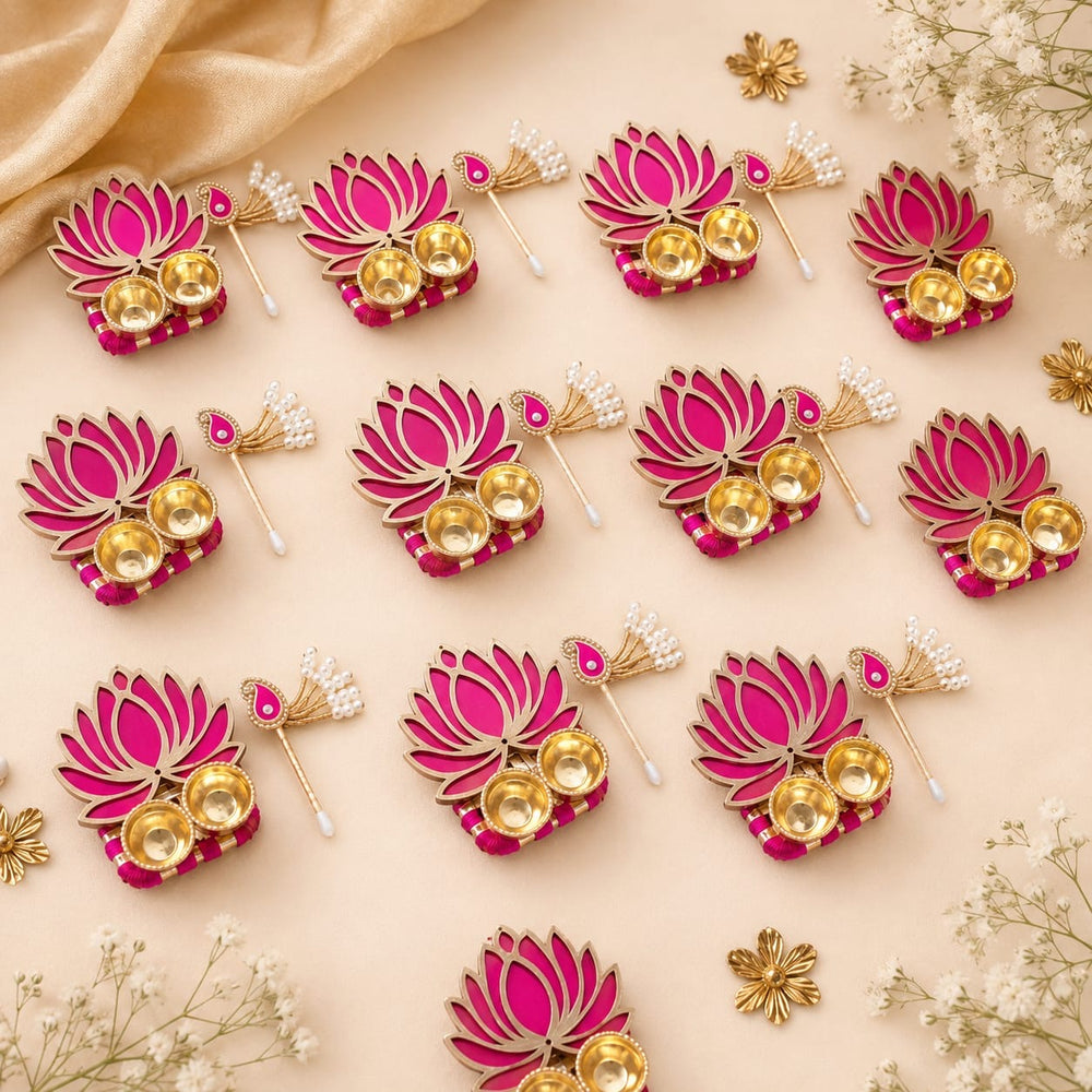 Lotus Teeka Platter with Tilak Stick - Pack of 20