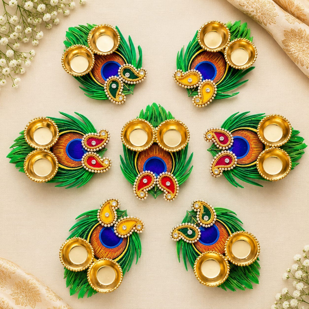 Morpankh Teeka Platter with Tilak Stick - Pack of 20