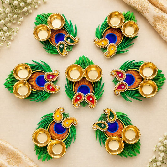 Morpankh Teeka Platter with Tilak Stick - Pack of 20