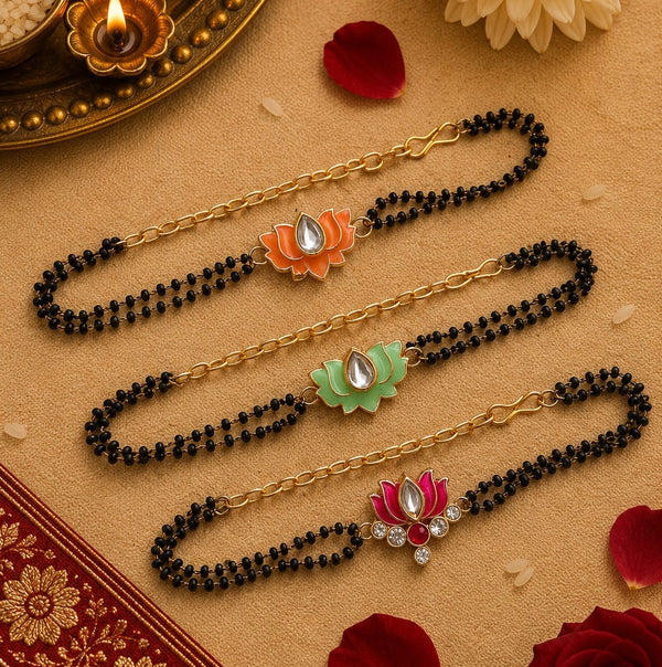 Lotus Mangalsutra Hand Bracelet