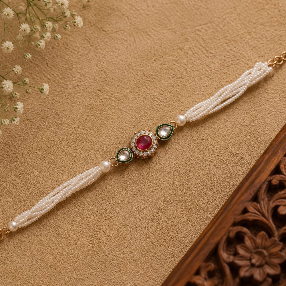 Pearl Beaded Kundan Bracelet