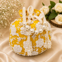 Pearl Beaded Flower Design Potlis with Moti Handle