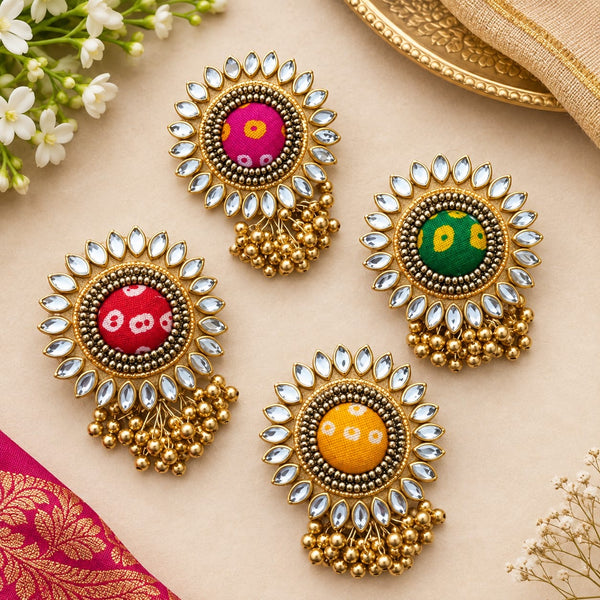 Kundan Flower Brooches - Pack of 50