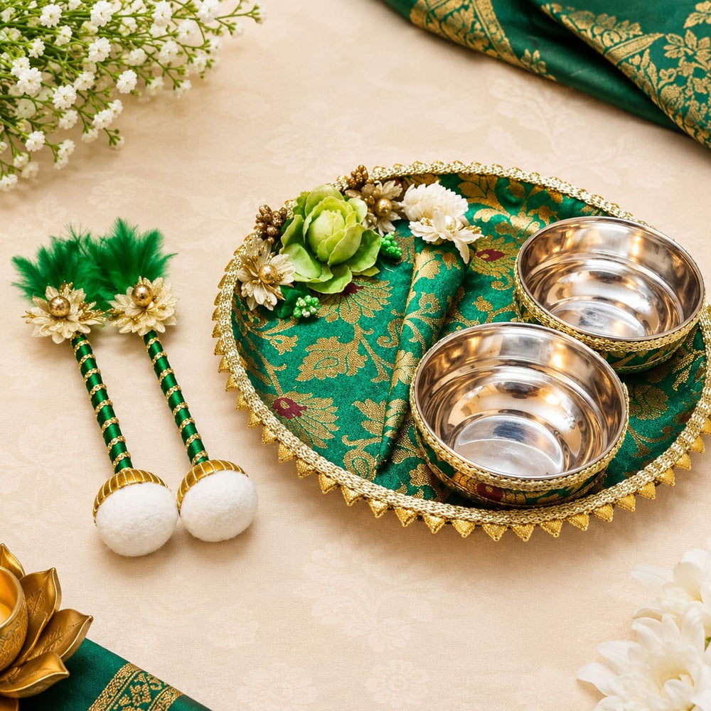 Decorated Mehendi Platter - Steel