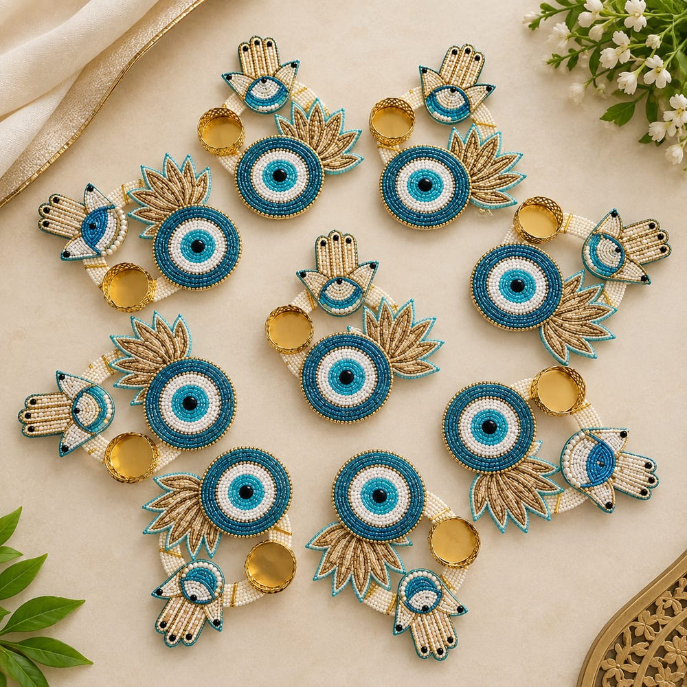Beaded Evil Eye Tealight Holder (Set of 6)