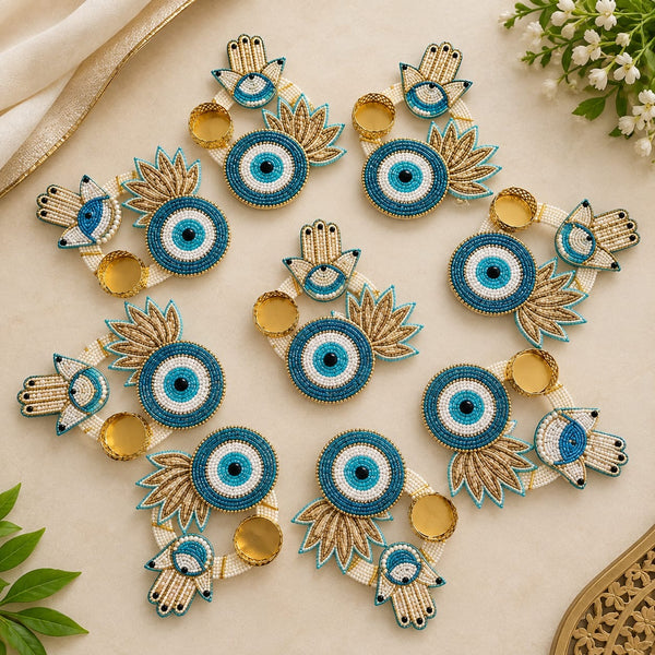 Beaded Evil Eye Tealight Holder (Set of 6)