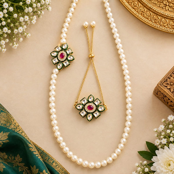 Kundan Mala & Bracelet Set