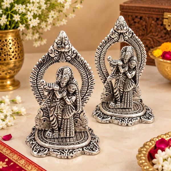 German Silver Radha Krishna Idol