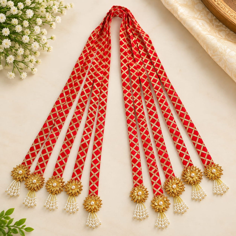 Gota Patti Checkered Swagat Mala (Pack of 10)