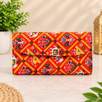 Ikkat Print Clutch with Moti Handle