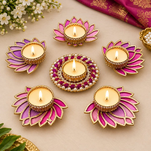 Lotus Tealight Holder Rangoli Set